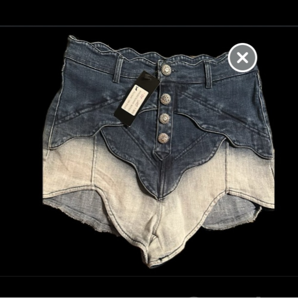 Ombre, blue  Jean Shorts with 4 pretty dressy silver buttonss NWT